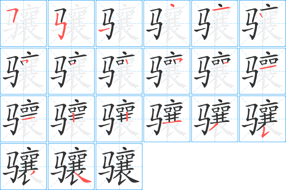 骧字笔顺的正确写法图
