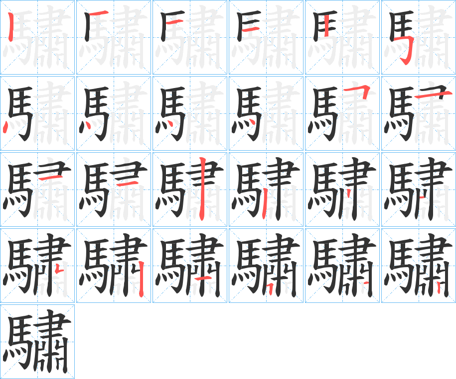 驌字笔顺的正确写法图