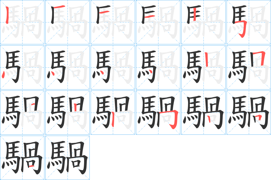 騧字笔顺的正确写法图