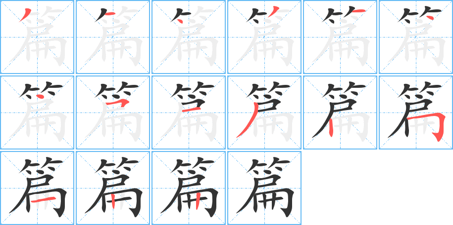 篇字笔顺的正确写法图