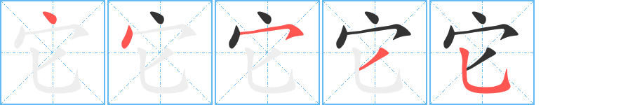 它字笔顺的正确写法图