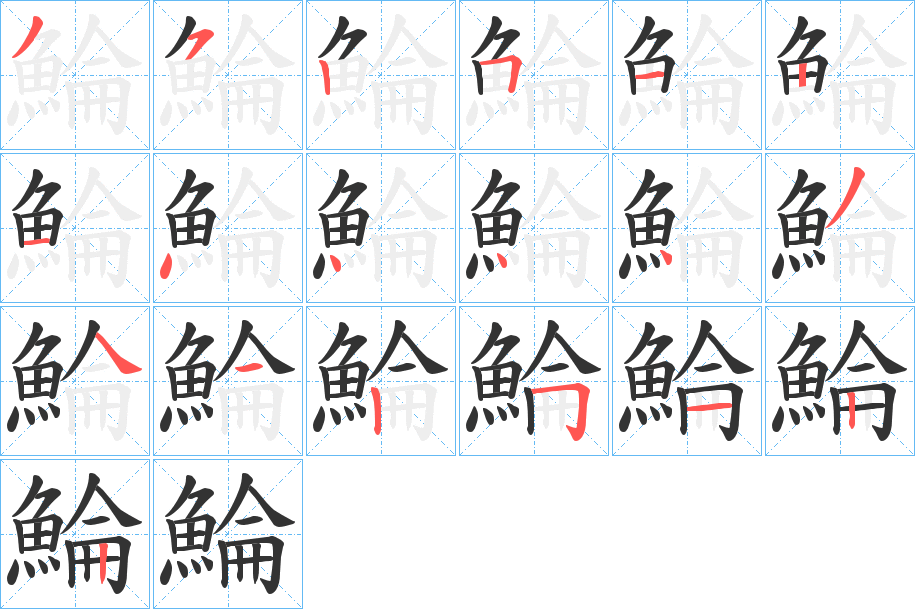 鯩字笔顺的正确写法图