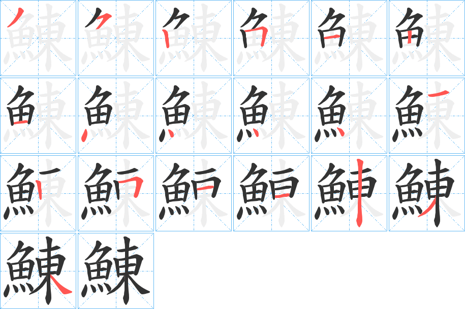 鯟字笔顺的正确写法图